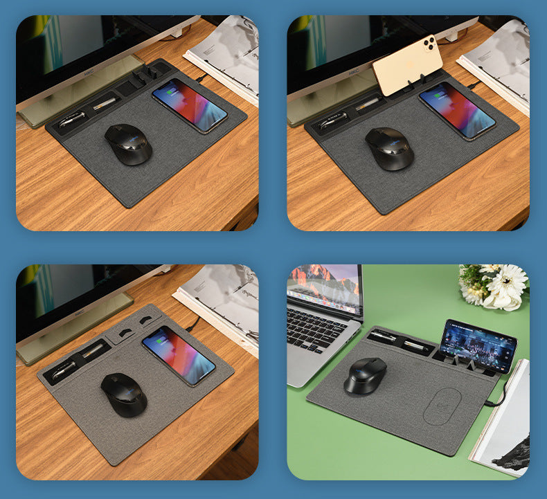 Tapis de souris de chargement sans fil créatif multifonctionnel avec support de Téléphone